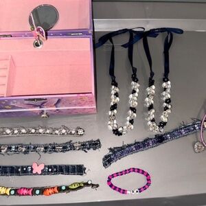 Jewelry box. New handmade bracelets. Essential oil diffuser & bead necklaces